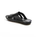 Genuine Leather Men's Flat Slippers // Black Orlondo // 018MA127-1791 (Euro: 43)