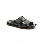 Genuine Leather Men's Flat Slippers // Black Orlondo // 018MA798X169 (Euro: 42)