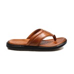 Genuine Leather Men's Flat Slippers // Tan Orlondo // 018MAG-316 (Euro: 41)