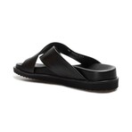 Genuine Leather Men's Flat Slippers // Black // 950MA8014 (Euro: 40)