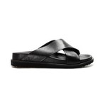 Genuine Leather Men's Flat Slippers // Black // 950MA8014 (Euro: 45)