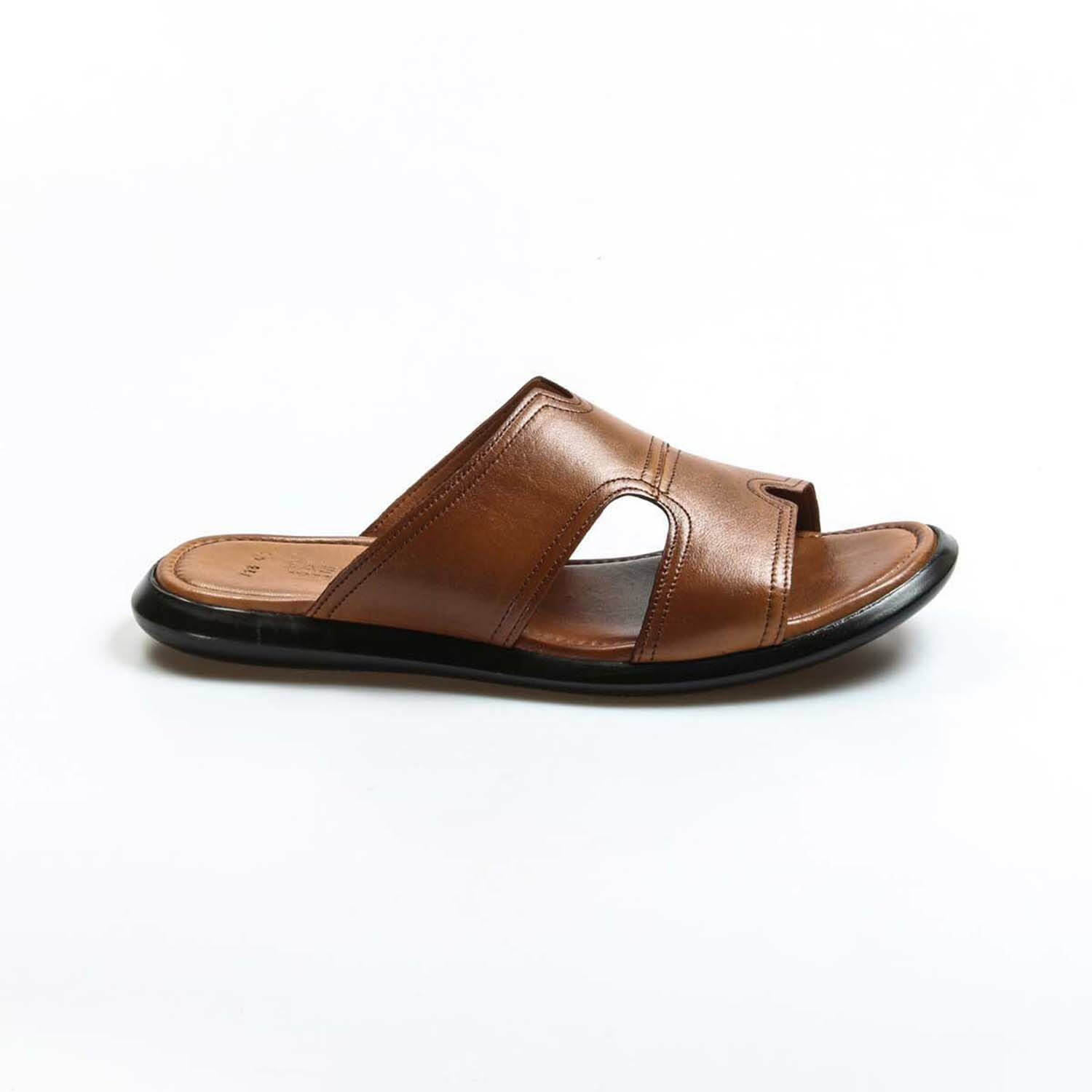 Genuine Leather Men's Flat Slippers // Tan Orlondo // 018MA798X169 ...