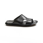 Genuine Leather Men's Flat Slippers // Black Orlondo // 018MA798X169 (Euro: 43)