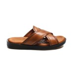 Genuine Leather Men's Flat Slippers // Tan Orlondo // 018MAM-65-C-2 (Euro: 44)