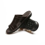 Genuine Leather Men's Flat Slippers // Brown // 018MA127-1791 (Euro: 45)
