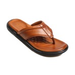 Genuine Leather Men's Flat Slippers // Tan Orlondo // 018MAG-316 (Euro: 42)