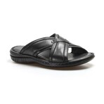 Genuine Leather Men's Flat Slippers // Black // 952MA316 (Euro: 43)