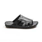 Genuine Leather Men's Flat Slippers // Black Orlondo // 018MA127-1791 (Euro: 41)