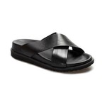 Genuine Leather Men's Flat Slippers // Black // 950MA8014 (Euro: 42)