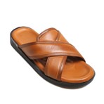 Genuine Leather Men's Flat Slippers // Tan Orlondo // 018MAM-65-C-2 (Euro: 43)