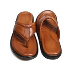 Genuine Leather Men's Flat Slippers // Tan Orlondo // 018MAG-316 (Euro: 42)