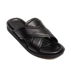 Genuine Leather Men's Flat Slippers // Black Orlondo // 018MAM-65-C-2 (Euro: 43)