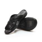 Genuine Leather Men's Flat Slippers // Black // 952MA316 (Euro: 45)