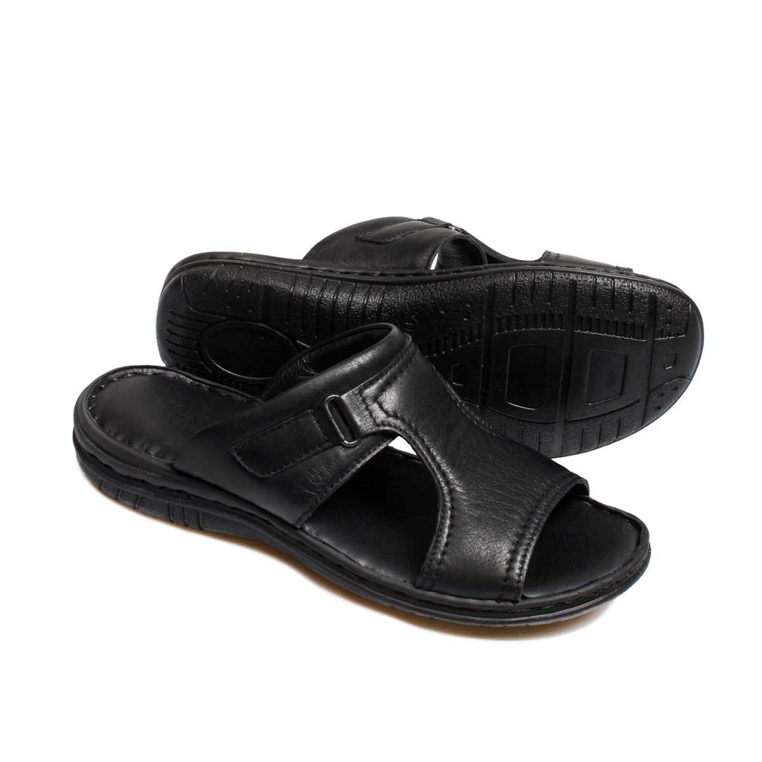 Genuine Leather Men's Flat Slippers // Black // 952MA320 (Euro: 41 ...