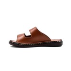 Genuine Leather Men's Flat Slippers // Tan // 128MA182 (Euro: 40)