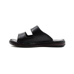 Genuine Leather Men's Flat Slippers // Black // 128MA182 (Euro: 43)