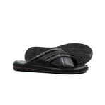 Genuine Leather Men's Flat Slippers // Black // 128MA173 (Euro: 45)