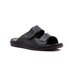 Genuine Leather Men's Flat Slippers // Black // 128MA182 (Euro: 40)