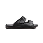 Genuine Leather Men's Flat Slippers // Black // 128MA182 (Euro: 40)