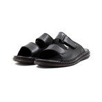 Genuine Leather Men's Flat Slippers // Black // 128MA182 (Euro: 41)