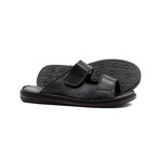 Genuine Leather Men's Flat Slippers // Black // 128MA182 (Euro: 42)