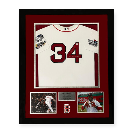 David Ortiz // BOS Red Sox // Signed Jersey + Inscr. + Framed Ver.1