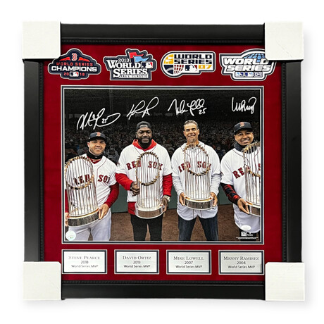 David Ortiz, Manny Ramirez, Mike Lowell & Steve Pearce // Boston Red Sox // Autographed Photograph + Framed
