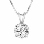14K White Gold Round Cut Earth-Mined Diamond Pendant Necklace // 18" // New