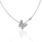 18K White Gold Diamond Butterfly Pendant Necklace // 17.5" // New