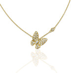 18K Yellow Gold Diamond Butterfly Pendant Necklace // 17.5" // New