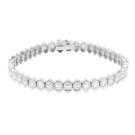 18K White Gold Diamond Bracelet // 7" // New