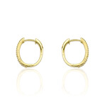 18K Yellow Gold Diamond Hoop Earrings I // New
