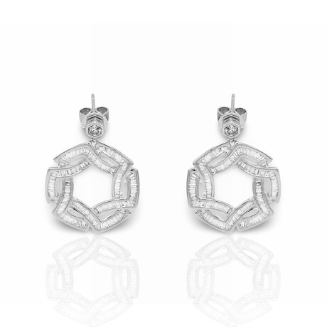 14K White Gold Diamond Earrings // New