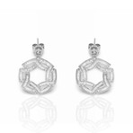 14K White Gold Diamond Earrings // New