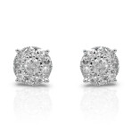 14K White Gold Diamond Stud Earrings // New
