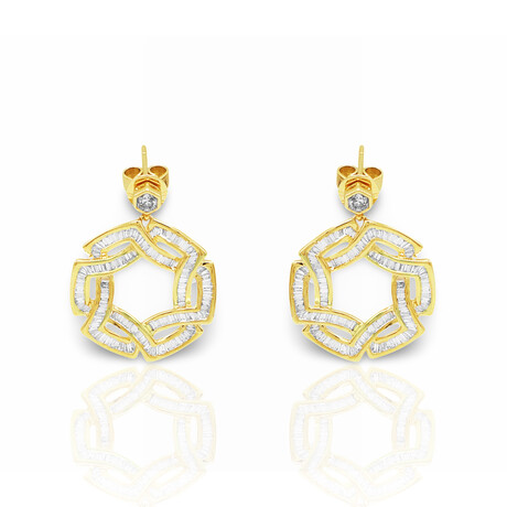 14K Yellow Gold Diamond Earrings // New