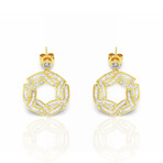 14K Yellow Gold Diamond Earrings // New