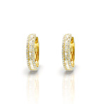 18K Yellow Gold Diamond Hoop Earrings I // New