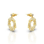 14K Yellow Gold Diamond Earrings // New