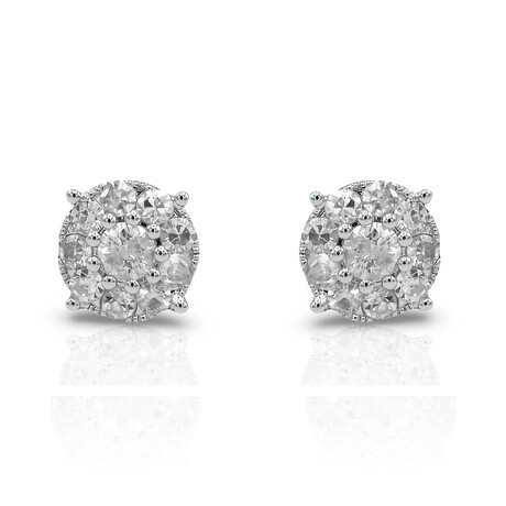 14K White Gold Diamond Stud Earrings VI // New