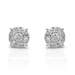 14K White Gold Diamond Stud Earrings VI // New