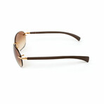 E07 // Men's Rimless Brown Wood Sunglasses // Gradient Brown Lenses // 18 KT Gold // Brown + Gradient Brown