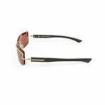 H02S // Unisex Dark Grey Buffalo Horn Sunglasses // Swarovski Stones // Grey + Brown
