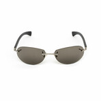 E03P// Men's Rimless Black Wood Sunglasses // Polarized Grey Lenses // Black + Polarized Grey