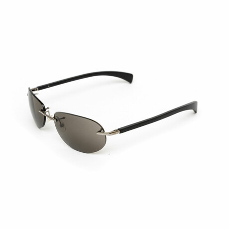 E03P// Men's Rimless Black Wood Sunglasses // Polarized Grey Lenses // Black + Polarized Grey
