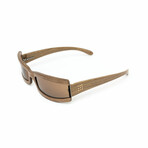 Star // Unisex Brown Wood Shield Sunglasses // Swarovski Stones // Brown + Brown