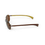 E07P // Men's Rimless Brown Wood Sunglasses // Polarized Brown Lenses // Brown + Polarized Brown