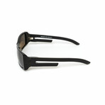 Meteor // Unisex Black Acetate & Wood Polarized Sunglasses // Black + Grey