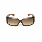 Thalie // Unisex Brown Acetate & Wood Shield Sunglasses // Brown + Brown