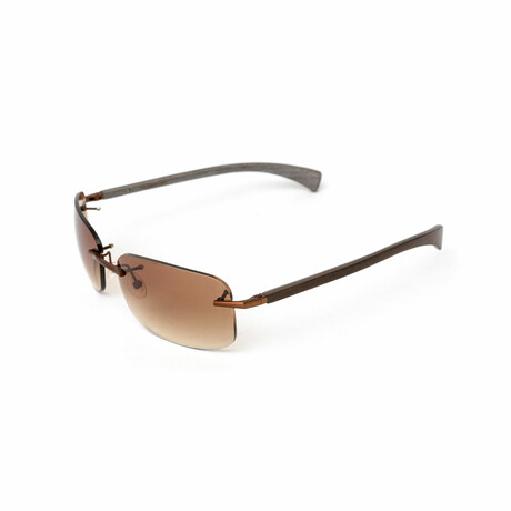 E08 // Men's Rimless Brown Wood Sunglasses // Gradient Brown Lenses // Brown + Gradient Brown